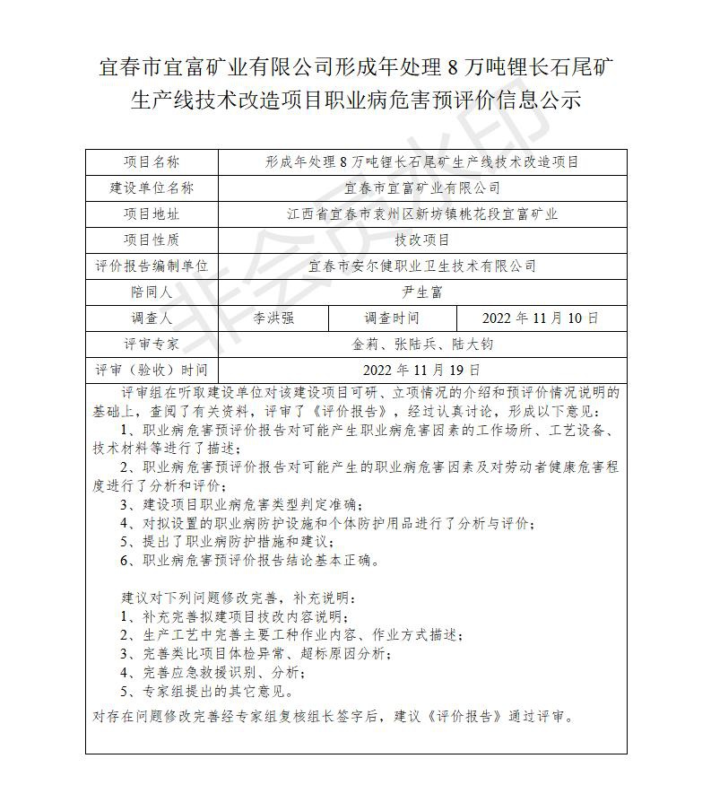 宜春市宜富礦業(yè)有限公司形成年處理8萬噸鋰長(zhǎng)石尾礦生產(chǎn)線技術(shù)改造項(xiàng)目  職業(yè)病危害預(yù)評(píng)價(jià)信息公示_01.jpg